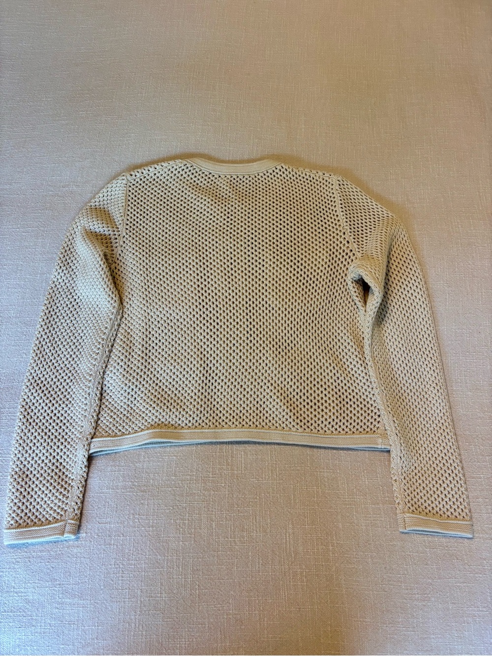 J. Crew Open Pointelle-Stitch Cardigan, size Small in color Warm Sesame. - Picture 6 of 7